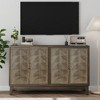 Lyngins Sideboard Buffet Cabinets with 4 Doors,Shelves,Solid Wood Triangular Block Panels Coffee Bar Cabinets,Credenzas for Kitchen,Entryway - 2 of 4
