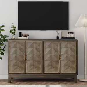 XIYUYEU Multifunctional Sideboard Buffet Cabinet, Carved 4 Door Sideboard with Adjustable Layer Board - 1 of 4