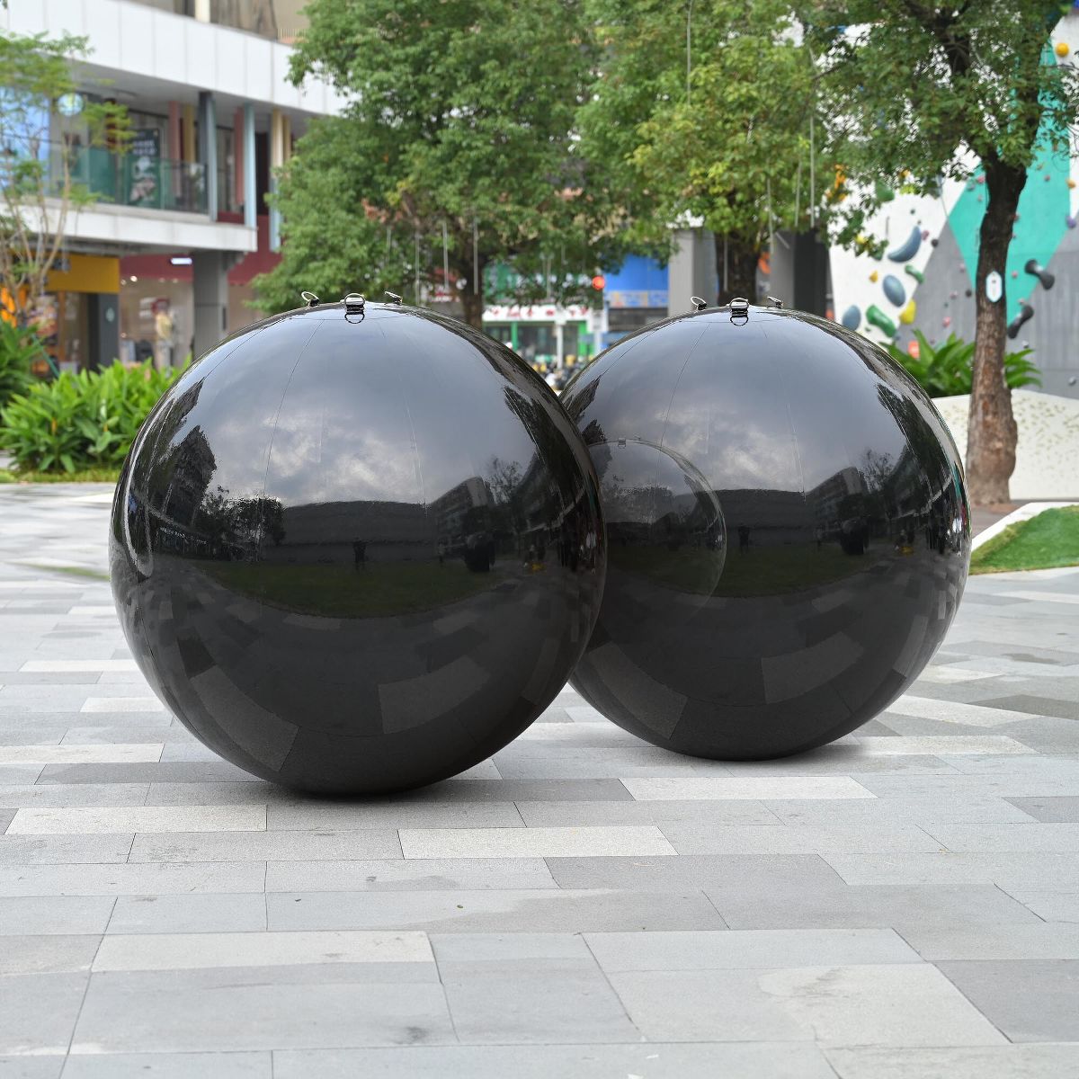 Yescom 2PCS 47" Big Shiny Inflatable Mirror Ball Set Giant Reusable PVC Hanging Balloon for Wedding Event Disco Party Concerts Black/Gold//Iridescent - thumbnail 5
