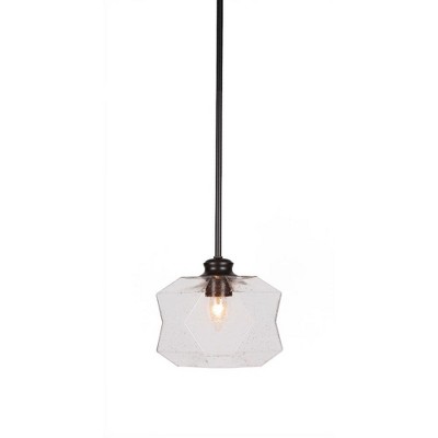 Toltec Lighting Rocklin 1 - Light Pendant in  Matte Black with 8.75" Clear Bubble Shade