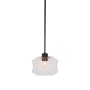 Toltec Lighting Rocklin 1 - Light Pendant in  Matte Black with 8.75" Clear Bubble Shade - 1 of 1