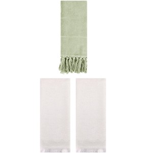 REGALWOVEN 3 Packs Cotton Absorbent Soft Turkish Hand Towels with tassel for Bathroom - 1 of 4