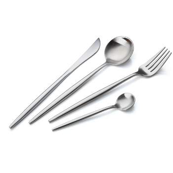 Bruntmor 18/10 Stainless Steel Cutlery Matte Finish - 16 Piece