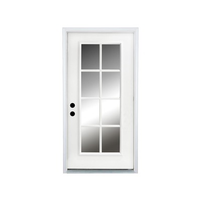 36 in. x 80 in. 8 Lite Full Lite Clear Glass Right Hand Inswing Fiberglass Entrance Door 4-9/16 Door jamb