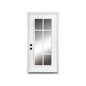 36 in. x 80 in. 8 Lite Full Lite Clear Glass Right Hand Inswing Fiberglass Entrance Door 4-9/16 Door jamb - 1 of 4