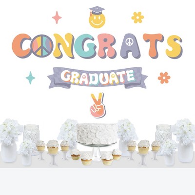 Big Dot of Happiness Groovy School Graduation Party Photo Backdrop - Wall Decals