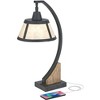 Franklin Iron Works Oak Rustic Farmhouse Desk Table Lamp 22" High Gray with USB and AC Power Outlet in Base Wash Mica Shade for Bedroom Living Room - 3 of 4