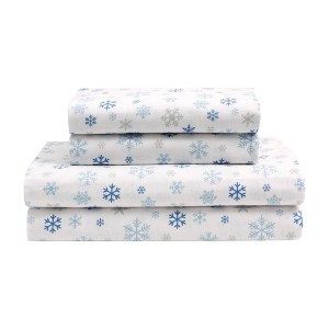 Twin Printed Pattern Cotton Flannel Sheet Set Fresh Snow - Elite Home Products