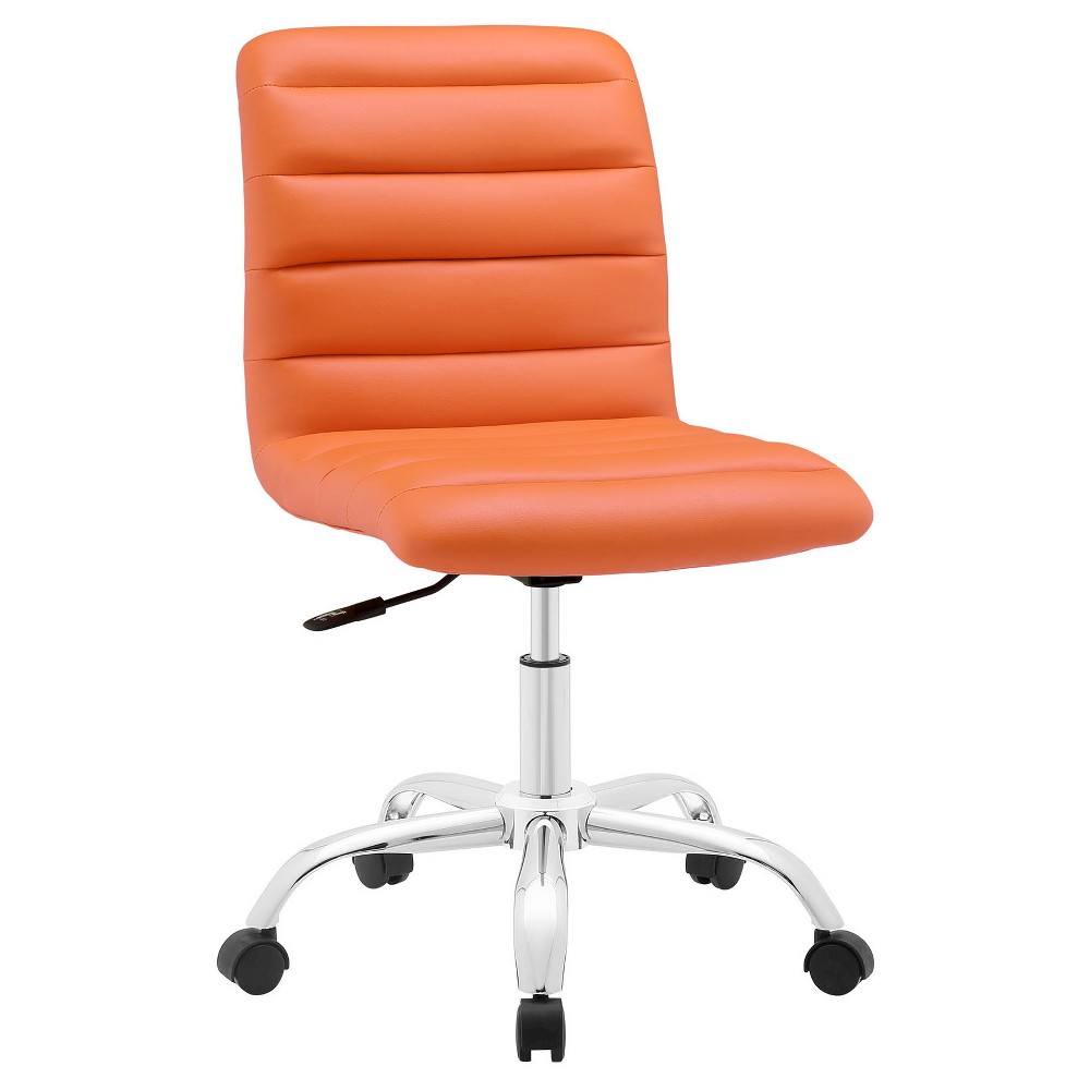 Photos - Computer Chair Modway Ripple Midback Armless Office Chair Orange: Swivel, Adjustable, Aluminum Base, No Tools Assembly 