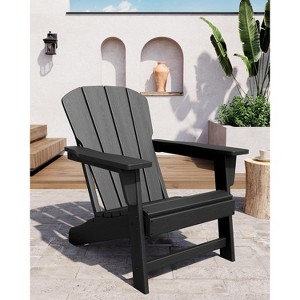 Modern Adirondack Chair - Oversize Poly Lumber Weather Resistant Firepit Chair - Outdoor Patio Chairs with Wooden Textured for Garden, Backyard, Lawn - 1 of 4