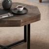 FONTOI Octagonal Coffee Table with Cross Metal Legs, Floor Mount Side Table for Living Room Bedroom Office, Antique Brown, 29.13"*17.72"*29.13" - 4 of 4