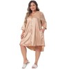 Agnes Orinda Women's Plus Size Satin Soft Button Down 3/4 Sleeve with Pockets V Neck Nightgown - image 3 of 4