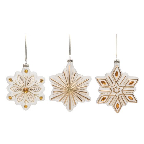 Transpac Glass 5.375 in. Multicolored Christmas Accent Snowflake Ornament Set of 3 - image 1 of 3