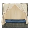Erin PE Rattan Patio Daybed with Curtains, Metal Frame Outdoor Furniture with Adjustable Seat, Tanning Near Me - Maison Boucle - 3 of 4