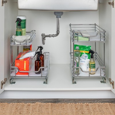 Chrome-Plated Steel 2-Tier Pull-Out Under Sink Organizer