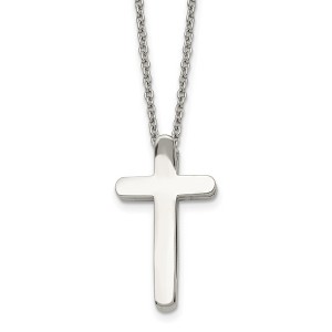 Black Bow Jewelry Stainless Steel 3D Ichthus & Cross Necklace, 16 Inch - 1 of 4
