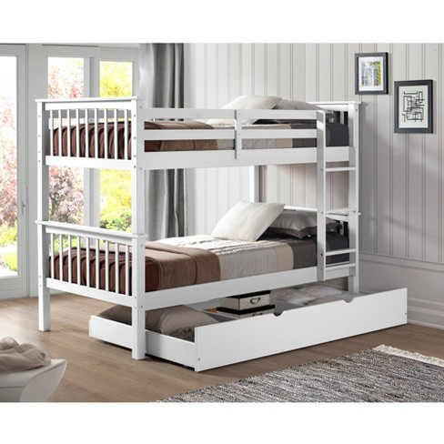 Twin Over Solid Wood Mission, Trundle Bunk Bed With Desk