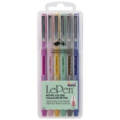 Marvy Uchida LePen Micro-Fine Point Pen, Retro, 6 Colors (Case of 3)
