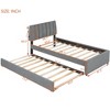 Queen/Full/Twin Size Teddy Fleece Upholstered Platform Bed with Trundle Bed and LED Lights-ModernLuxe - 3 of 4