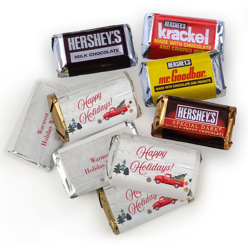 131 Pcs Christmas Candy Chocolate Party Favors Hershey's Miniatures & Kisses by Just Candy (1.65 lbs, Approx. 131 Pcs) - Vintage Red Truck, 2 of 3
