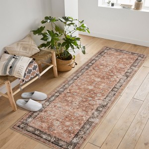 Area Rug Indoor Vintage Living Room Carpet Washable Distressed Rug Floral Bedroom Rug Retro Accent Throw Rug Office Dining Room Nursery - 1 of 4