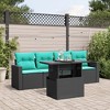 vidaXL Patio Sofa Set with Cushions and Table Outdoor 5 Piece Poly Rattan - Black without storage - 2 of 4