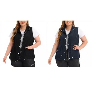 Agnes Orinda Women's Plus Size Lightweight Sleeveless Drawstring Waist Sleeveless Scrub Vests 2 Pcs - 1 of 4