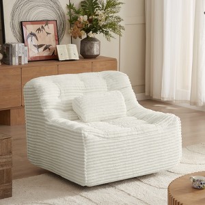 360° Swivel Accent Sofa Chair, Oversize Upholstered Lounge Chair Glider Chair with Convertible Pillow for Living Room, Bedroom -ModernLuxe - 1 of 4