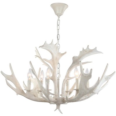 White Faux Antler 30-Inch Resin Chandelier