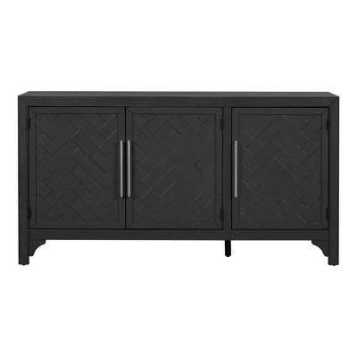 Luxystar Sideboard Cabinet with MDF+Pine veneer and Adjustable Shelves for Living Rooms and Entrance, Black