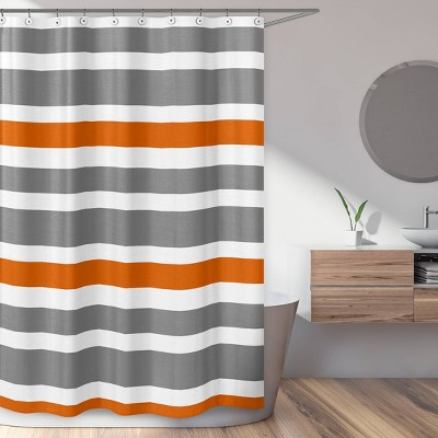 orange and grey shower curtain