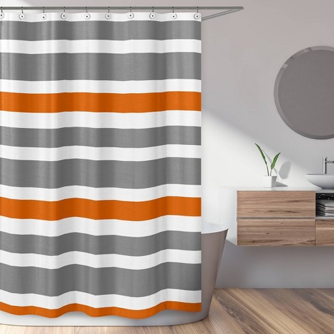 Striped Shower Curtain Orange Sweet, Orange Patterned Shower Curtains