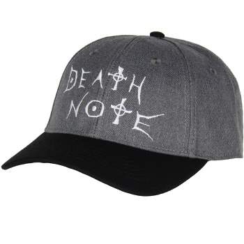 Death Note Anime Manga Embroidered Logo Design Adult OSFM Precurved Snapback Hat Grey