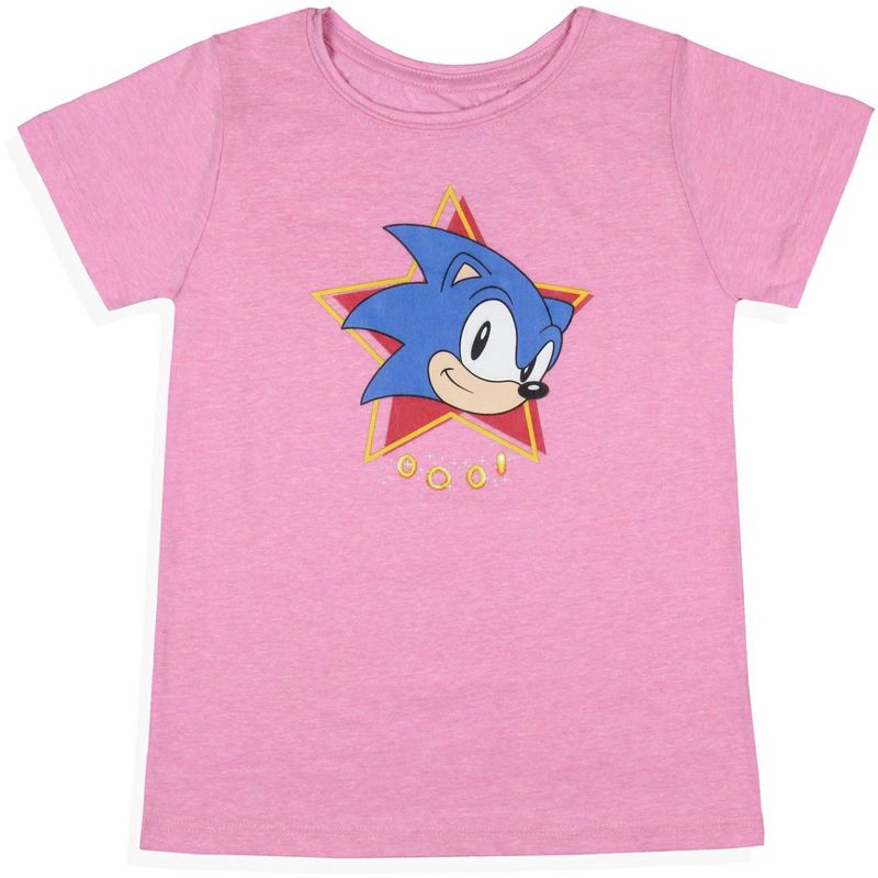 Sonic The Hedgehog Girls' Classic Sonic Face Kids Video Game T-Shirt, 1 of 4