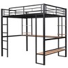 NicBex Full Size Bunk Bed with Desk Metal Rack Bed Frame with Storage Shelves, Guardrails and Ladder, No Spring Box Required, Space Saving, Black - 3 of 4