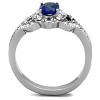Slickblue Women's Ring, Montana Blue Oval Synthetic Glass, Stainless Steel, Halo Setting, Polished Finish, size 5-10 - 3 of 4