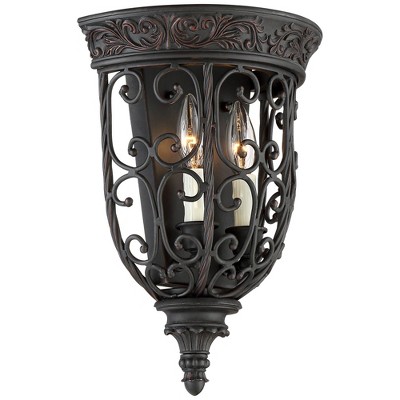 Elegant Scroll Dual-Light Wall Sconce in Rubbed Bronze