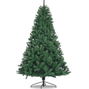 Green Artificial Spruce-Style Christmas Tree with PVC Branches, Full Fluffy Appearance, Foldable Metal Stand, Unlit, Easy Assembly and Storage - 1 of 4