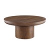 35.98inRound Coffee Table with Cylindrical Leg,Wood Veneer Tabletop Table,Rounded Sofa Side Table for living Room Office,Brown - 2 of 4