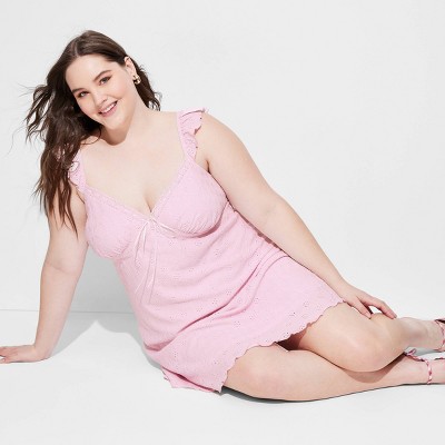 Women's Ruffle Sleeve Eyelet Mini A-Line Dress - Wild Fable™