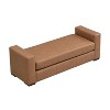 Grungis Rectangle Faux Leather Ottoman Bench,Upholstery Benches wit Wood Legs and Recessed Arms for Living Room & Bedroom - 4 of 4