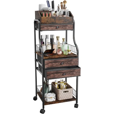 Floor Makeup Organizer Storage - Vanity Skincare Make Up Organizers and Storage with Drawers