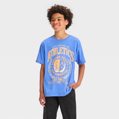 Boys' Basketball World Champion Short Sleeve Graphic T-Shirt - art class™  Teal Blue XXL