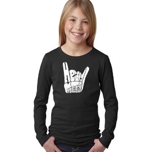 LA Pop Art Girl's Word Art Long Sleeve - Heavy Metal - 1 of 4