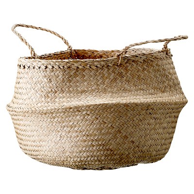 Seagrass Basket with Handles 12" x 19" Natural  - 3R Studios