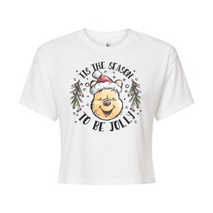 Women's - Winnie the Pooh - Tis The Season To Be Jolly Christmas Cropped Graphic T-Shirt - 1 of 4