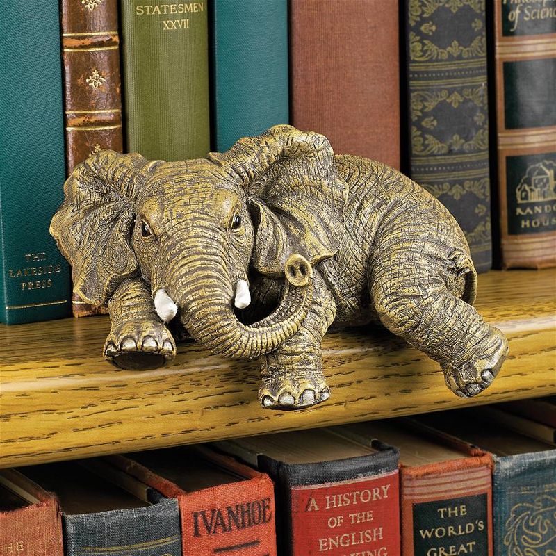 Design Toscano Ernie the Elephant Shelf Sitter Sculpture: Set of Two, 2 of 4
