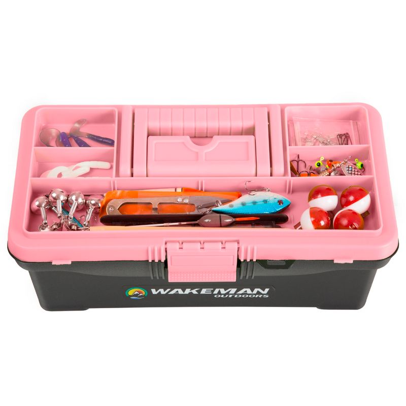 Leisure Sports Fishing Tackle Set and Box - 55 Pieces, Pink and Black, 5 of 7