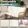 4-Piece Outdoor Wicker Patio Furniture Set, L-Shaped Sectional with Cushions, Side Table & Chairs, Boho Rattan 5-Seater for Porch, Backyard - 4 of 4