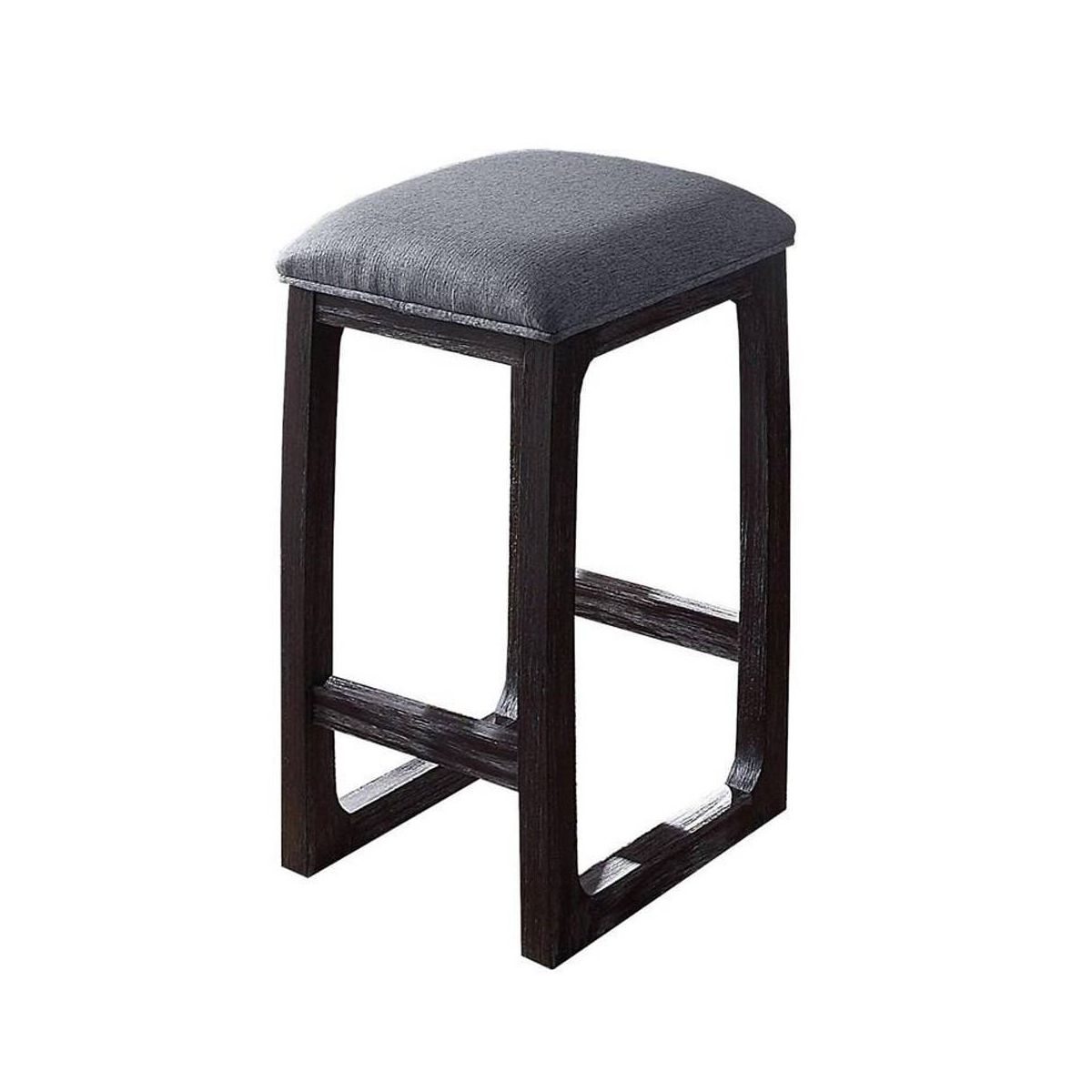 16" Razo Counter Height Barstool Fabric/Weathered Espresso - Acme Furniture: Linen Upholstered, Wood Base